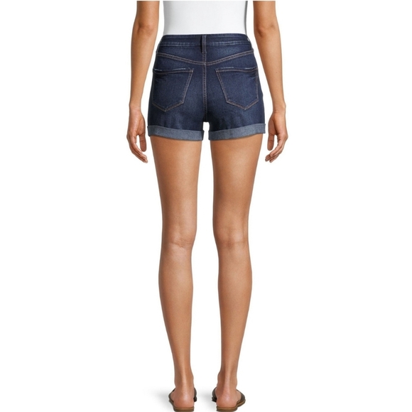 No Boundaries NWT Junior Dark Wash Mom Short w Cuffed Legs 620 - Picture 3 of 5